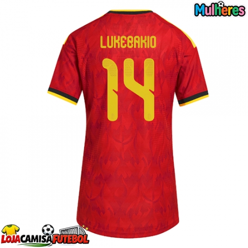 Camisa de Futebol Bélgica Dodi Lukebakio #14 Equipamento Principal Mulheres Mundo 2026 Manga Curta